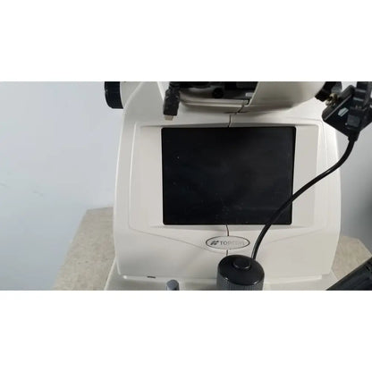 White topcon digital microscope with black screen and cables for tracey itrace visual function analyzer wsl524m model