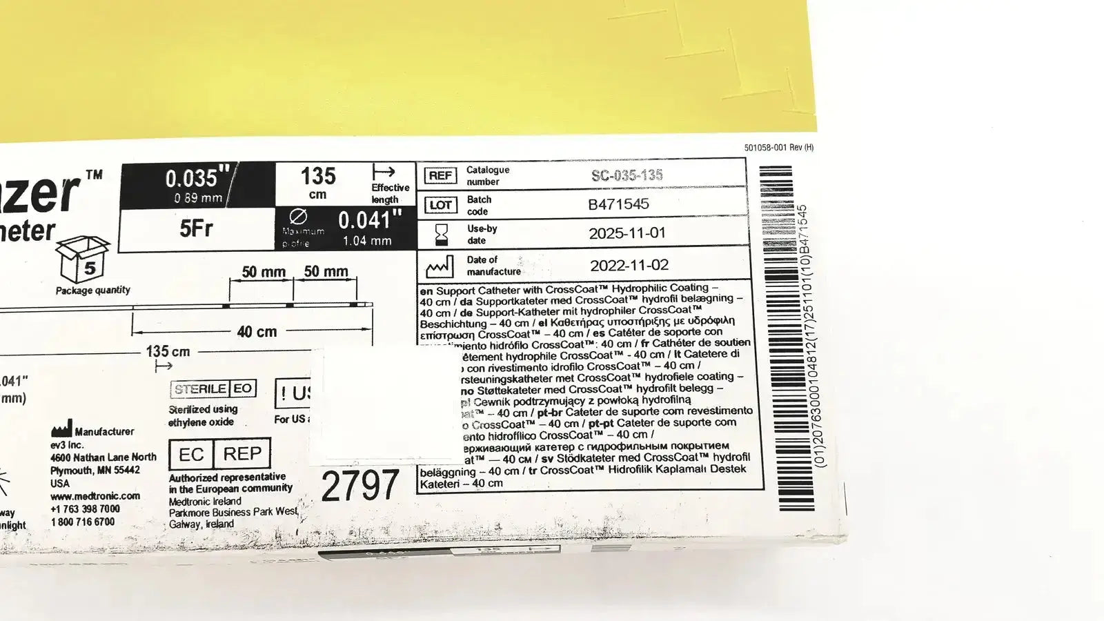 TrailBlazer Support Cattheter 5Fr EV3 Ref: SC-035-135 Support Catheter, second-hand product photo 6