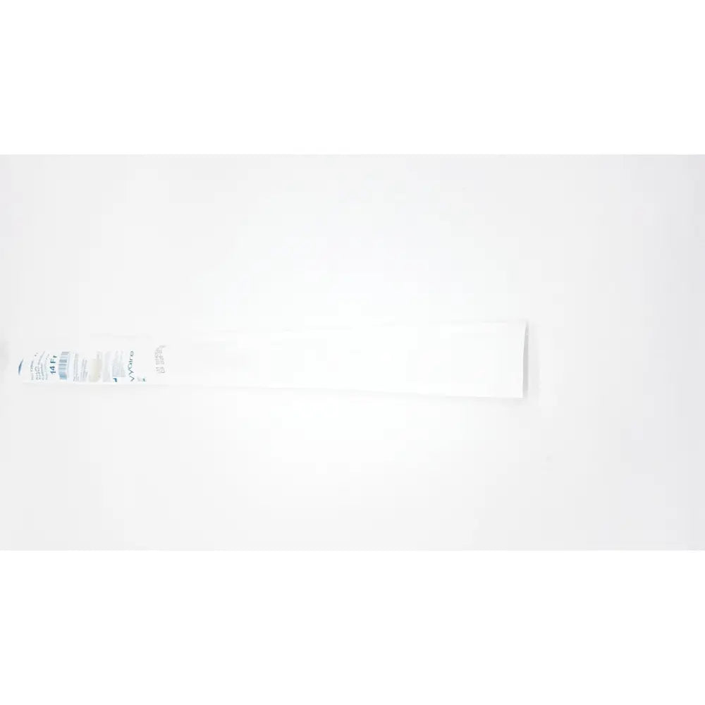 White paper tube with blue printed text and barcode on control port ref suction catheter tri-flo exp 2028
