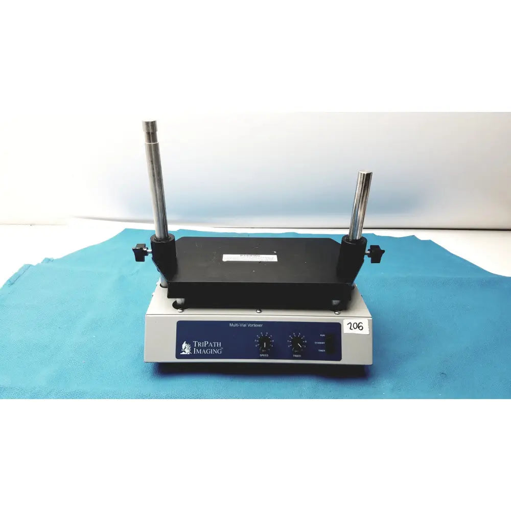 Tripath imaging multi-vial vortexer 30cr000106 with black and silver metallic components for laboratory mixing tasks