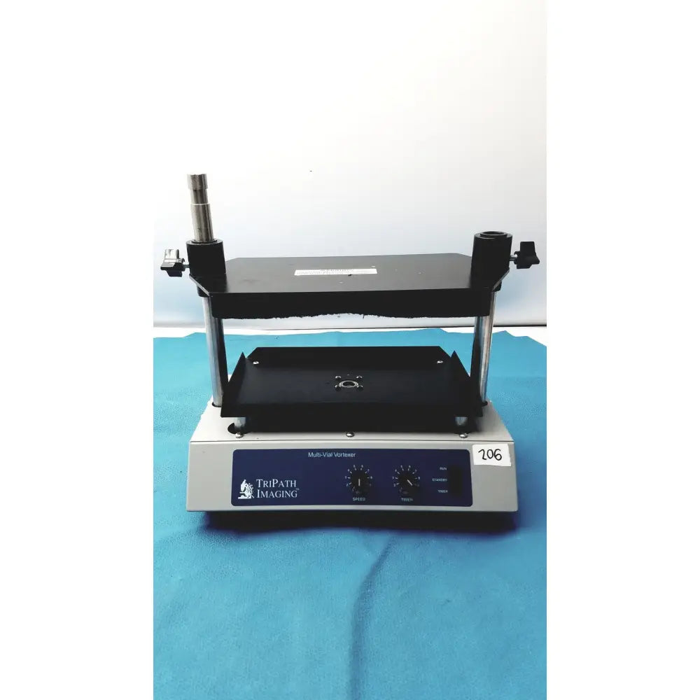 Tripath imaging multi-vial vortexer 30cr000106 with black and silver design featuring two adjustable platforms for specimens