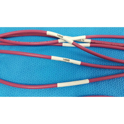 Red insulated electrical wires with white label bands marked 14949 for trompefter 14949-upcwx-24-75 pink video patch cord lot of 7
