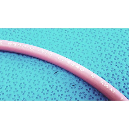 Trompeter pink video patch cord 75 ohm coax cable with white printed markings for broadcast use