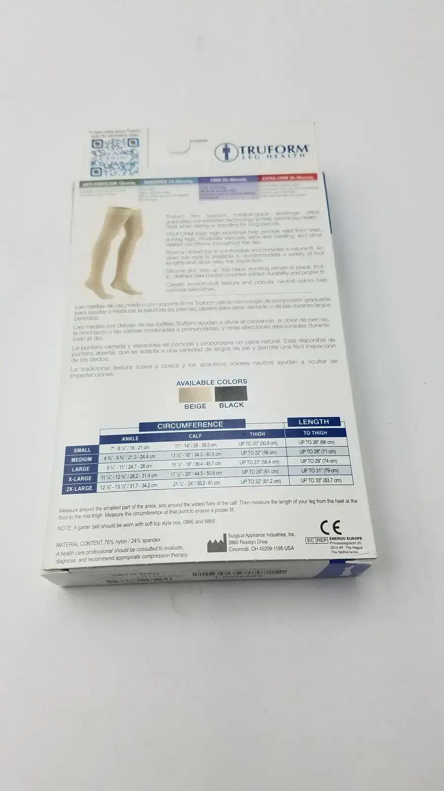 Truform Leg Health Large Medical Compressiion Stockiings, Beige 20-30 Compression Stockings, new product photo 5