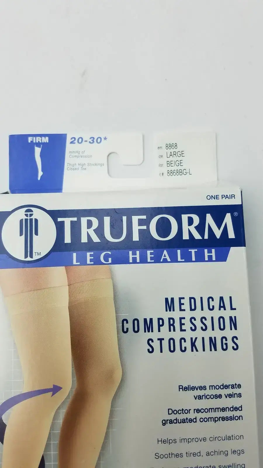 Truform Leg Health Large Medical Compressiion Stockiings, Beige 20-30 Compression Stockings, new product photo 7