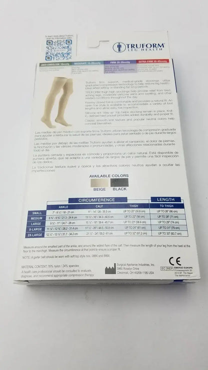 Truform Leg Health Large Medical Compressiion Stockiings, Beige 20-30 Compression Stockings, new product photo 6