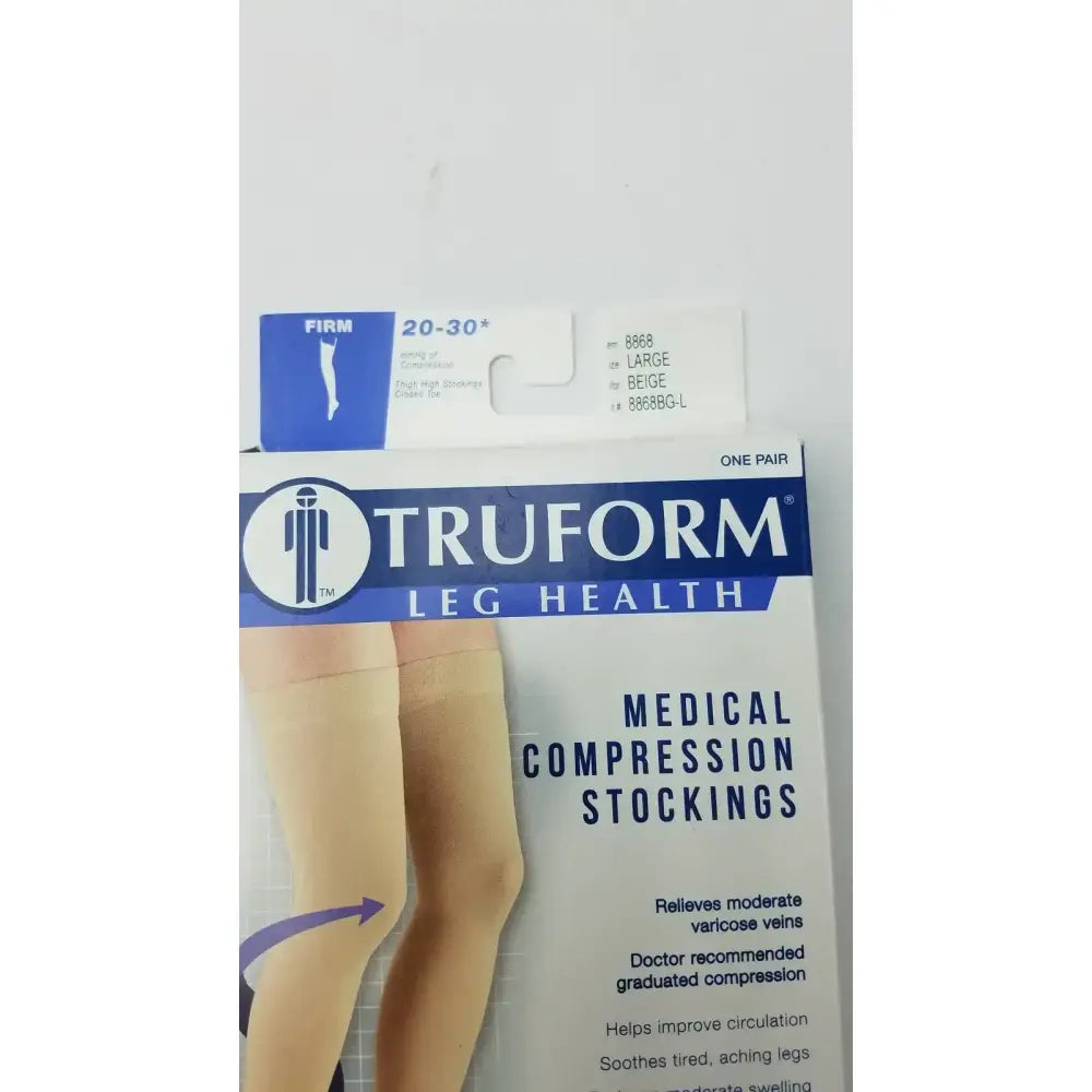 Truform Leg Health Large Medical Compressiion Stockiings, Beige 20-30 Compression Stockings, new product photo 7