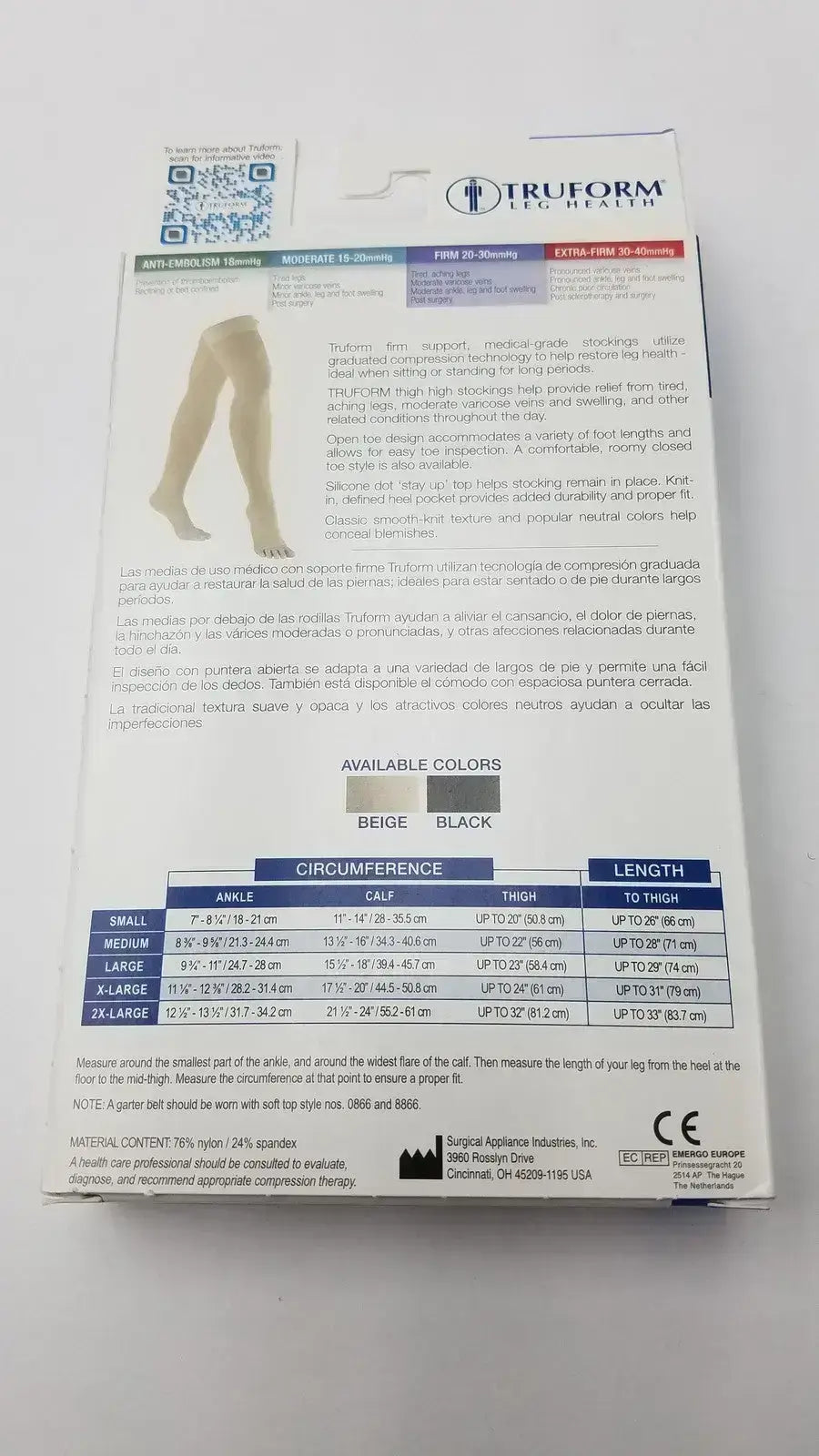 Truform Leg Health Medium Medical Compressiion Stockiings, Black 20-30 Compression Stockings, new product photo 11