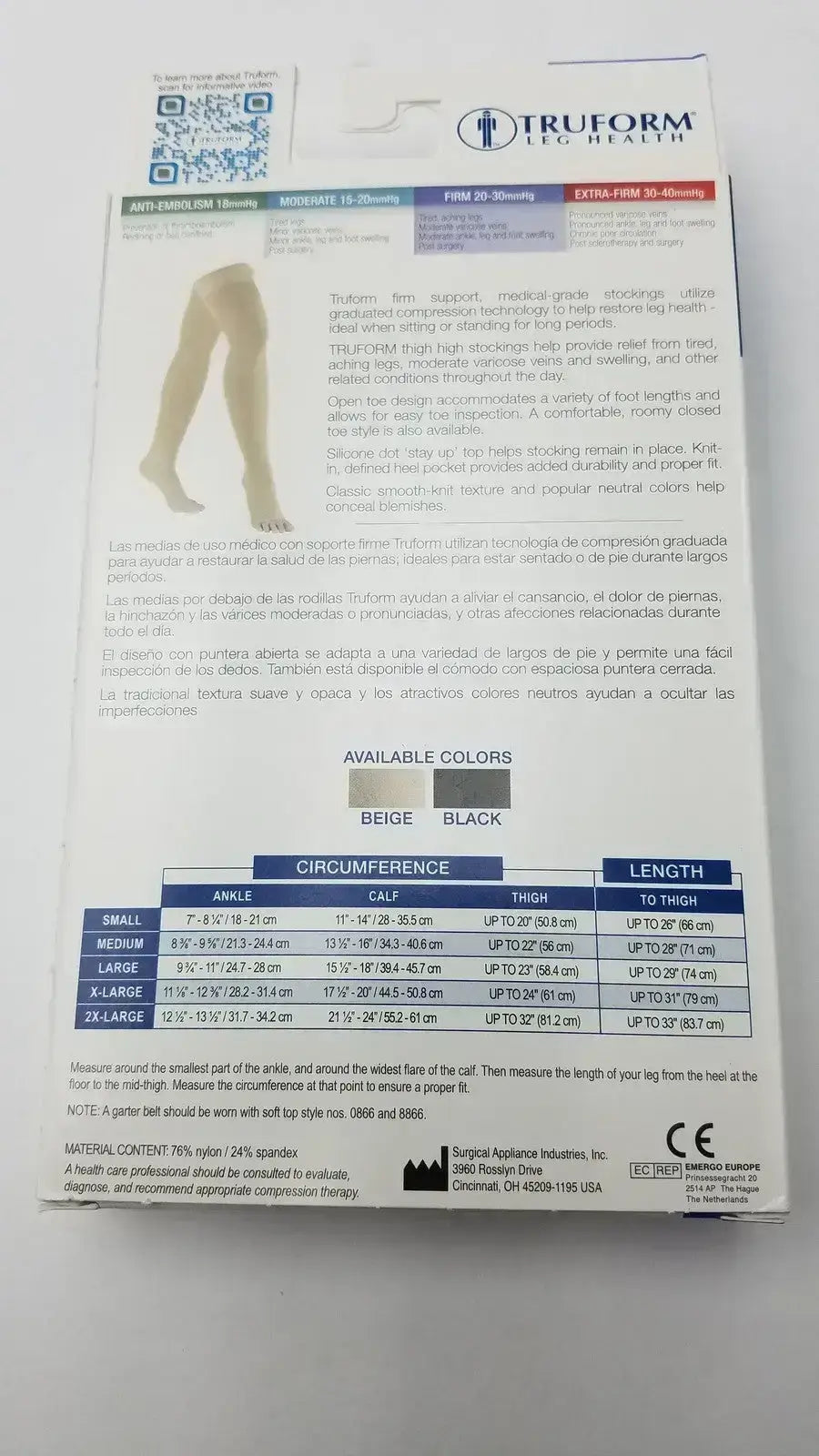 Truform Leg Health Medium Medical Compressiion Stockiings, Beige 20-30 Compression Stockings, second-hand product photo 5