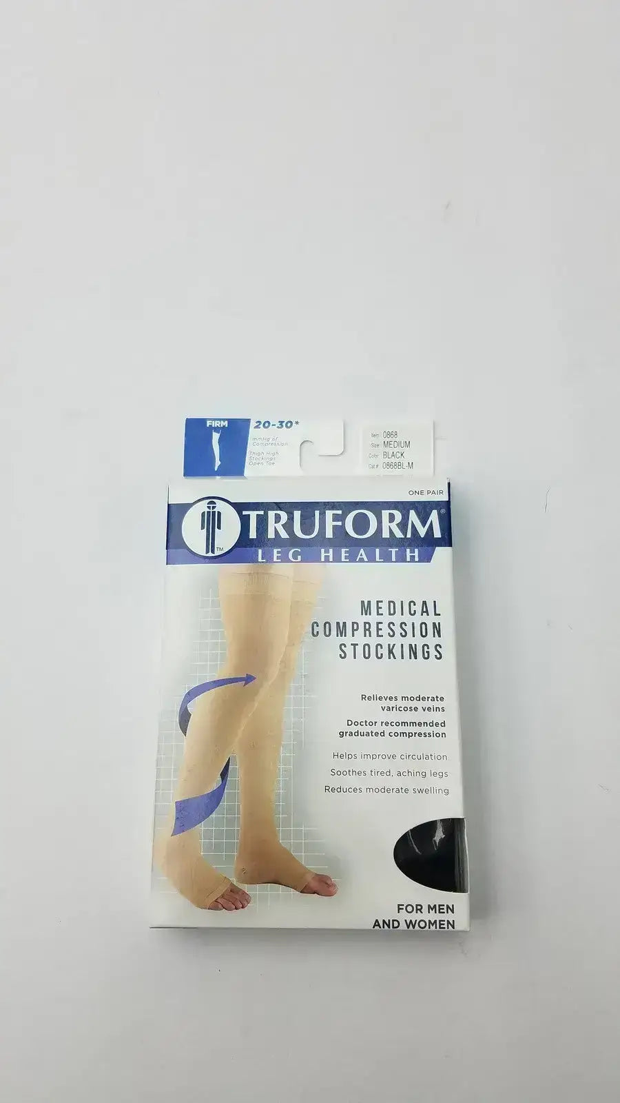 Truform Leg Health Medium Medical Compressiion Stockiings, Black 20-30 Compression Stockings, new product photo 2