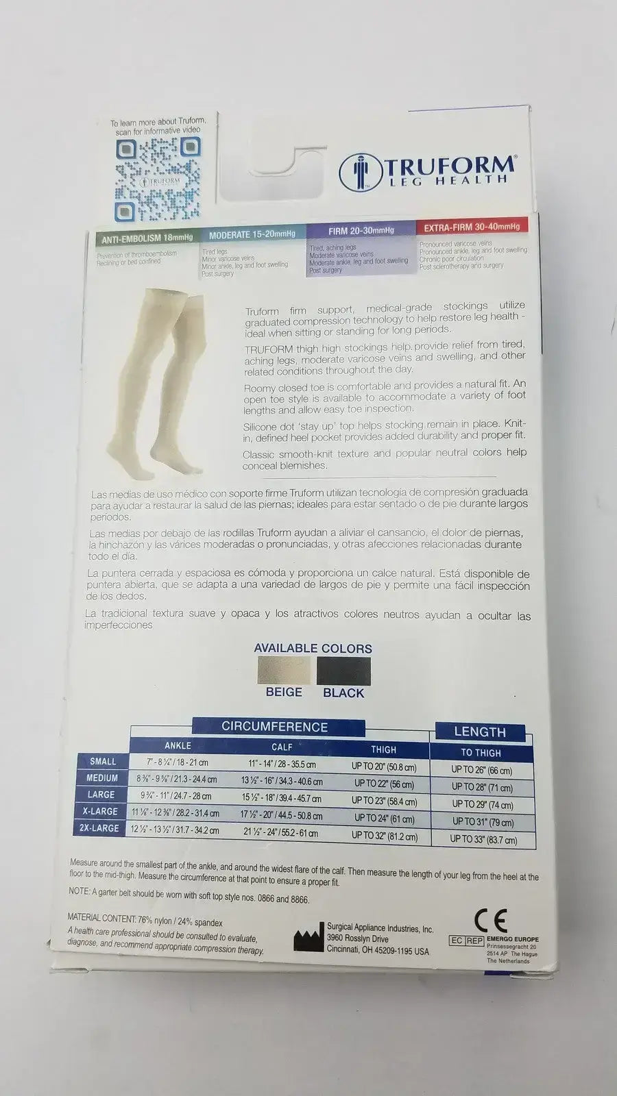Truform Leg Health X-Large Medical Compressiion Stockiings, Beige 20-30 Compression Stockings, new product photo 6