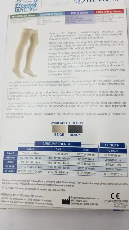 Truform Leg Health X-Large Medical Compressiion Stockiings, Beige 20-30 Compression Stockings, new product photo 7