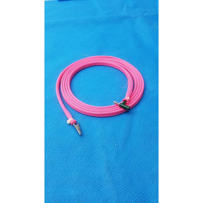 Reuse Medical Two Sides Pink Cable One Side Clip and 2nd Side Male Plug Coax. Cables & Connectors, second-hand product photo 1