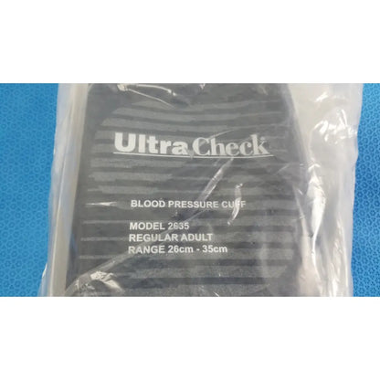 Black and gray striped ultracheck blood pressure cuff model 2635 with single tube and hp fitting for adults