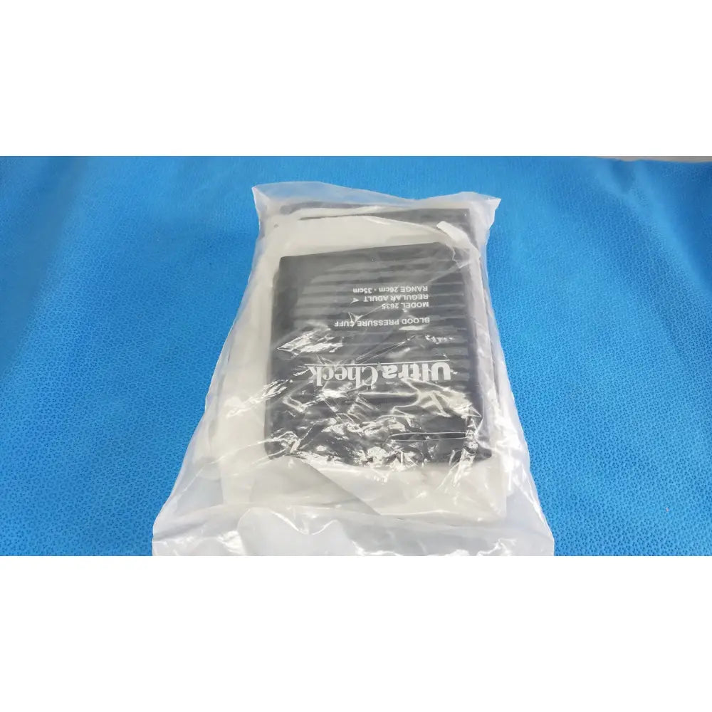 Black ultracheck blood pressure cuff model 2430 made of durable material packaged in clear plastic for adult use