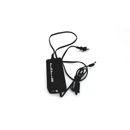 Black rectangular universal ac adapter with usb port and coiled power cord adapter input 100-240v-2a for laptops