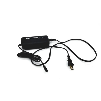Black rectangular universal ac adapter with coiled cord and plug input 100-240v-2a for versatile power use