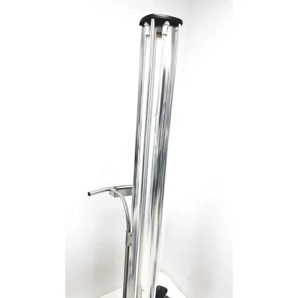 Silver metallic uvdi-360 next generation room sanitizer with four vertical rods and iot smart device connectivity