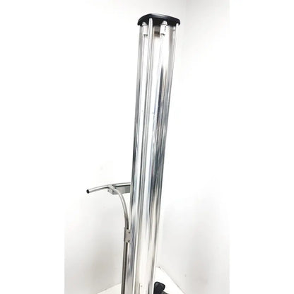 Silver metallic uvdi-360 next generation room sanitizer with four vertical rods and iot smart device connectivity