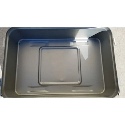 Gray plastic genesis carefusion sterilization container with 5 inch deep rectangular recessed compartment for sterilization