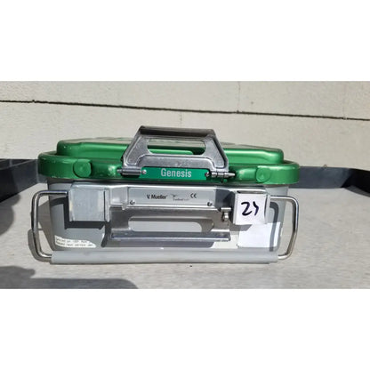 Green and silver genesis carefusion sterilization container 5 inch deep solid model v.mueller for medical use