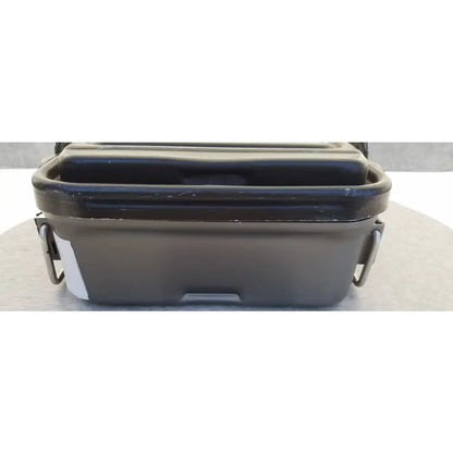 Black plastic genesis carefusion sterilization container with lid and side handles for medical instrument sterilization