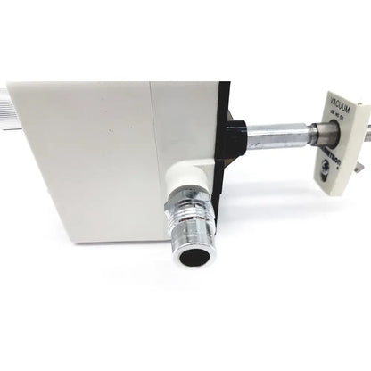 White rectangular vacutrol health care vacuum pump with chrome threaded port black handle and vacuum use no oil plug