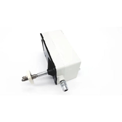 White rectangular industrial pressure switch with black accents and metallic ports for vacutrol health care sugrical use