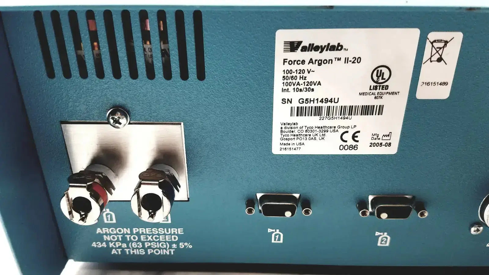 Valleylab Force Argon II-20 Gas Delivery Unit Argon Gas Delivery Unit, second-hand product photo 7