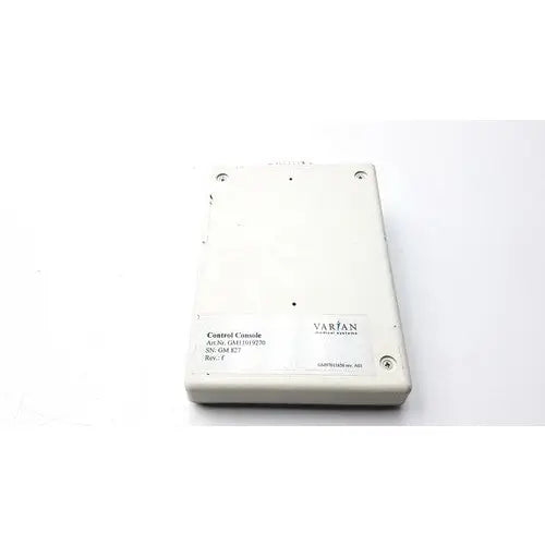 White plastic varian control console gm11019270 with black printed labels and four corner mounting screws