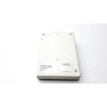 White plastic varian control console gm11019270 with black printed labels and four corner mounting screws
