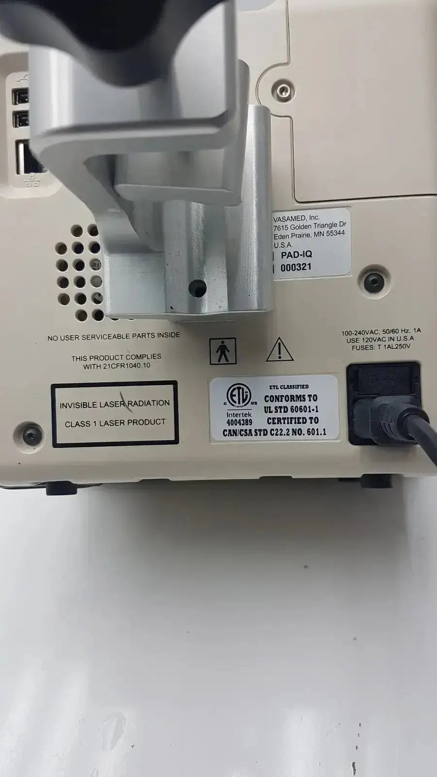 Vasmed Vasamed SensiLase Pressure Testing Monitor Ref. PAD-IQ Pressure Testing Monitor, as-is (for parts) product photo 4