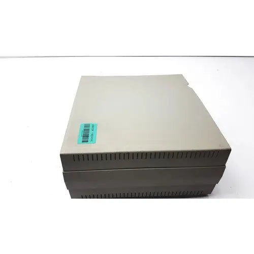 Beige plastic computer tower with barcode sticker on front panel of vasamedics laserflo blood perfusion monitor bpm2 device