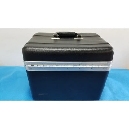Black and navy blue Verathon BladderScan 0620-0068 travel case with silver trim for tissue equivalent bladder phantom