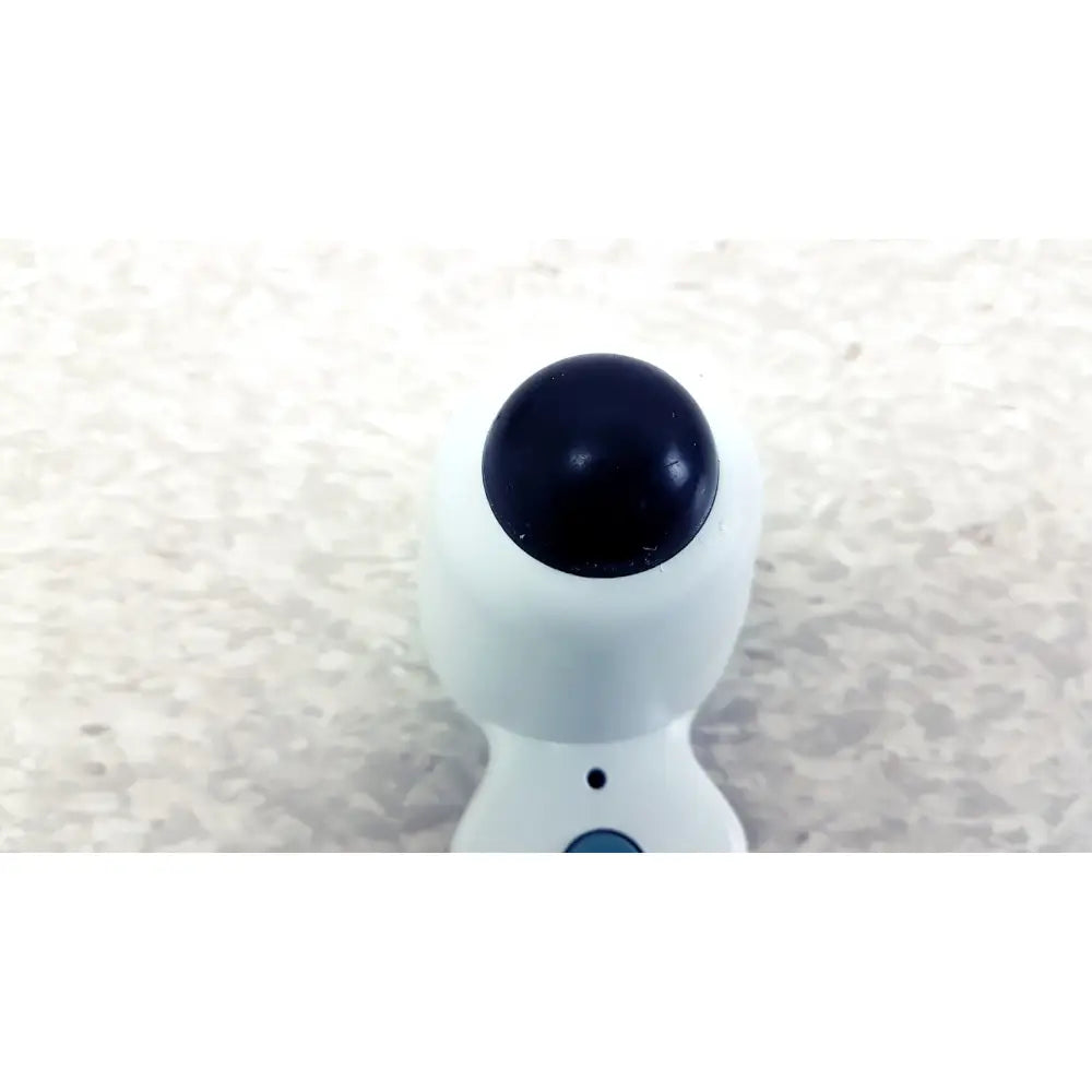 White handheld massager with black spherical head and blue button for verathon bladderscan bvi handheld bladder scanner