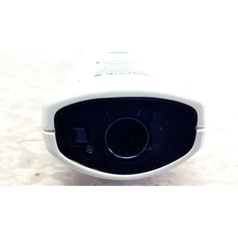 White plastic housing with black interior and circular lens of verathon bladderscan bvi 6100 handheld bladder scanner