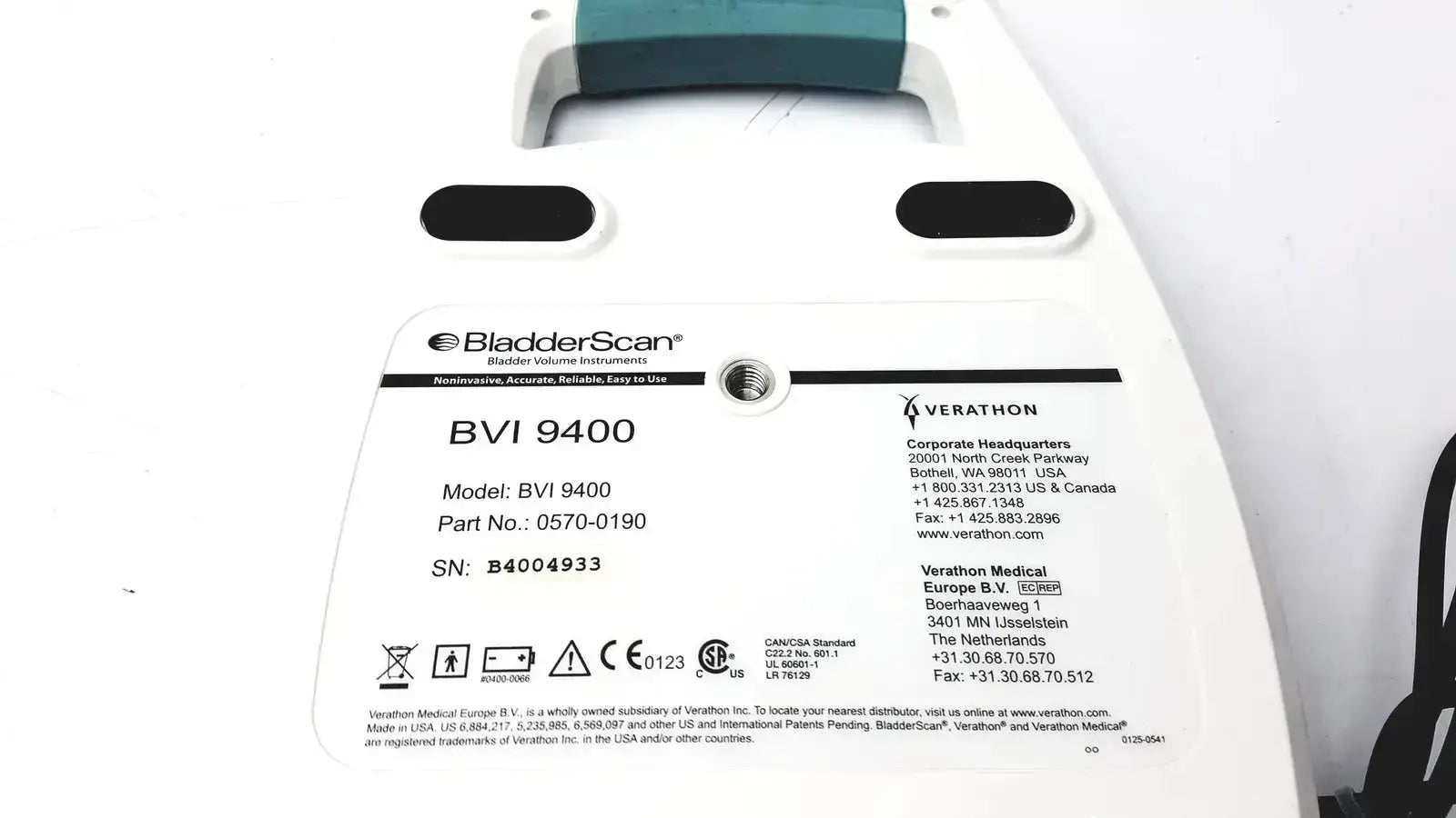 Verathon BladderScan BVI 9400 Ultrasound Imaging System With Probe 0570-0351 Bladder Scanner, as-is (for parts) product photo 8