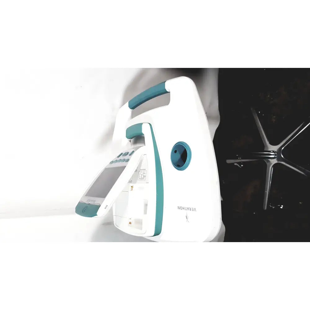 White and teal verathon bladderscan bvi 9600 portable ultrasound machine with ergonomic design and rolling stand
