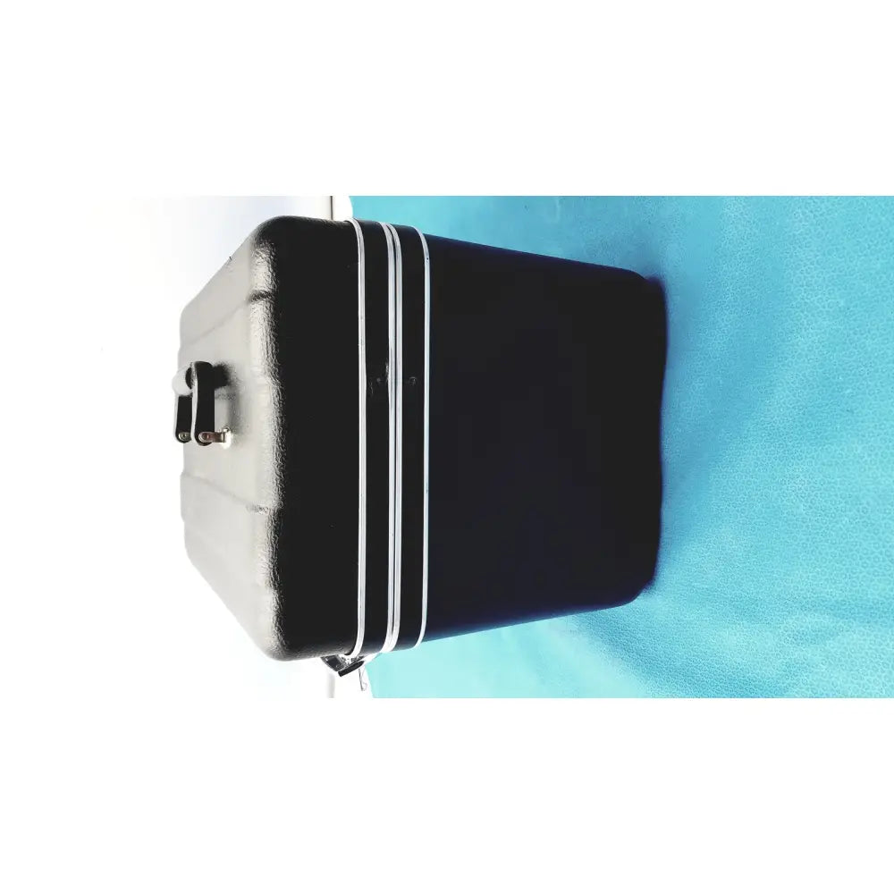 Black hard-shell case with silver trim and handle for verathon bladderscan tissue equivalent bladder phantom
