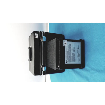 Black hard-shell carrying case with silver latches and bladerescan label for verathon bladderscan tissue equivalent phantom