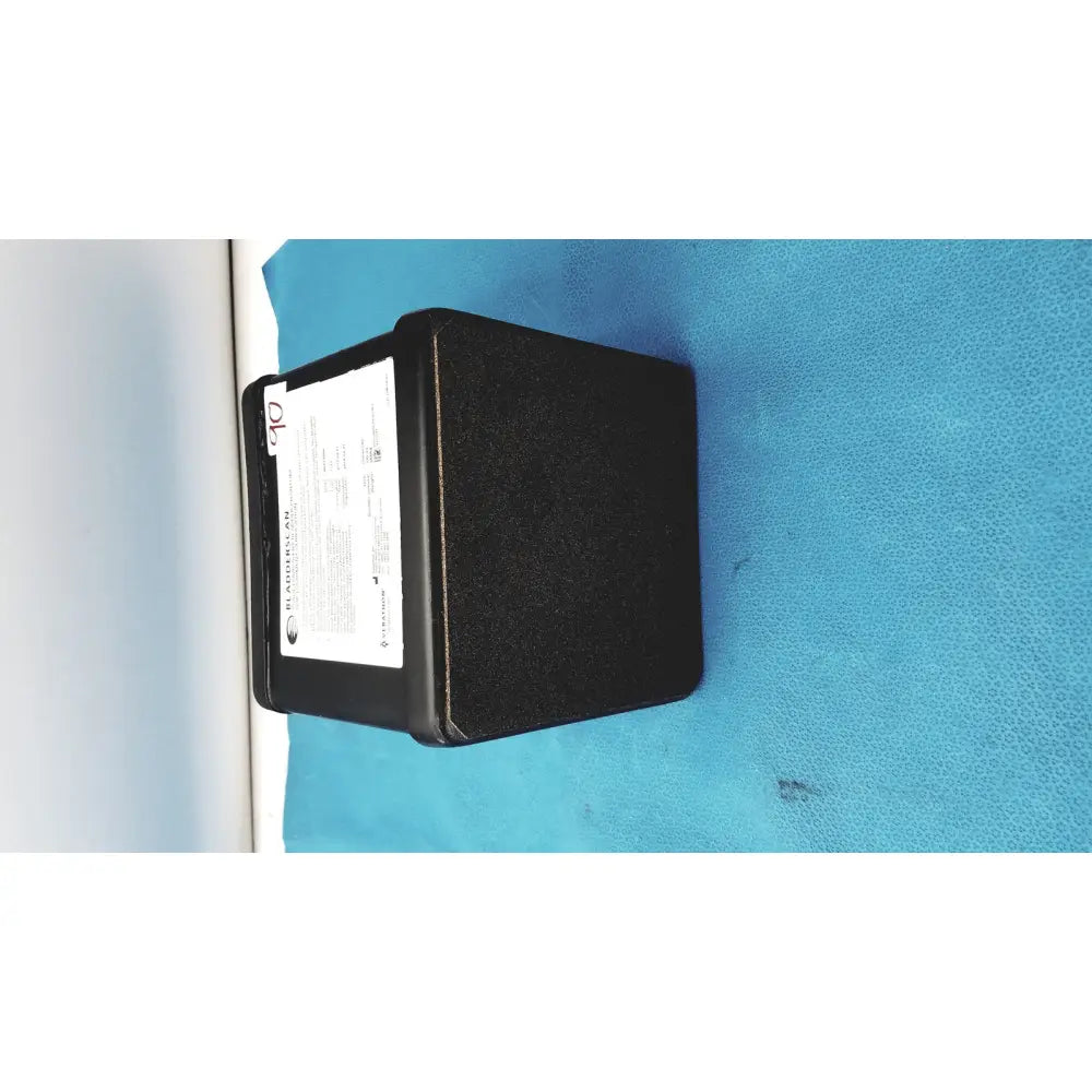 Black rectangular verathon bladderscan tissue equivalent bladder phantom with textured surface and white label on side