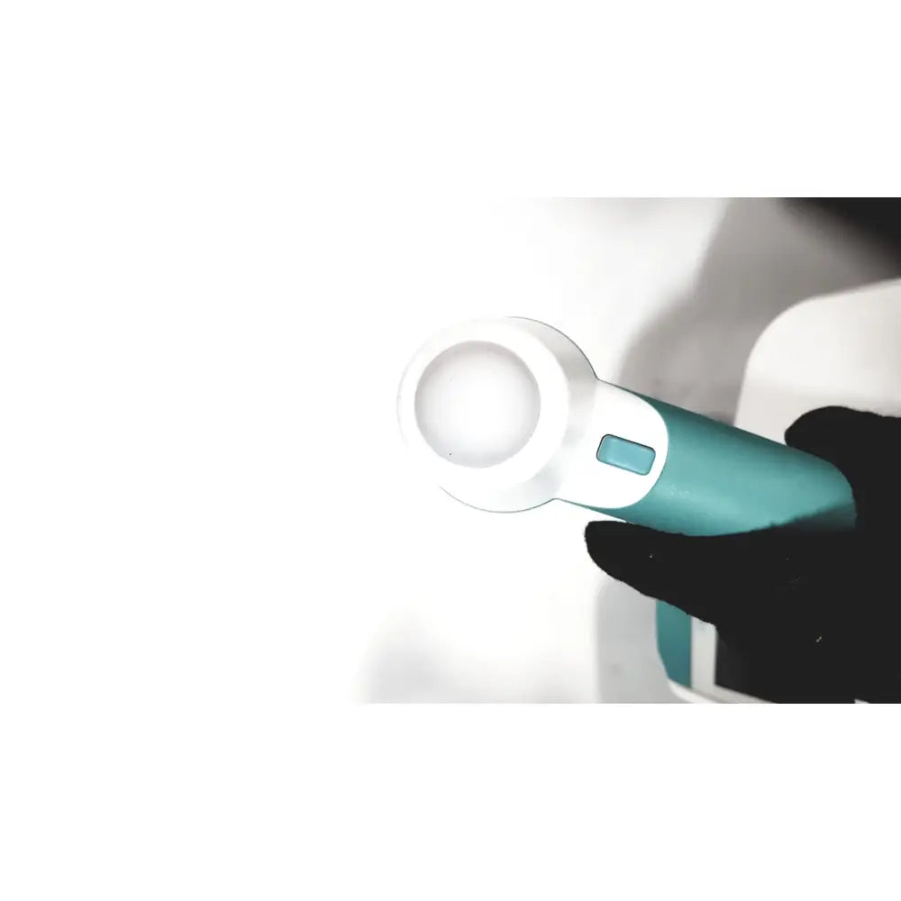 Sleek teal and white verathon bvi handheld scan ultrasound scanner with circular head and rectangular button for bladder scan ultrasound
