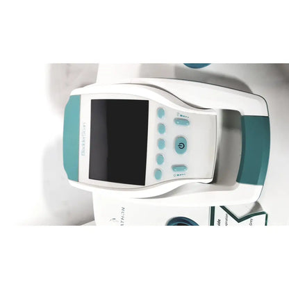White and teal ellipal maxscan handheld scan ultrasound scanner with touchscreen and control buttons for verathon bvi bladder scan ultrasound