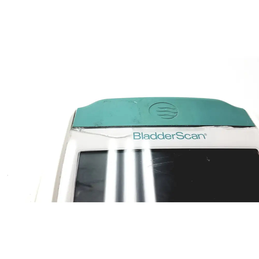 Teal and white Verathon BVI 9400 bladder scanner sn-B4010970 with rounded top panel and brand logo visible