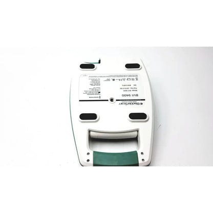 White and green plastic verathon bvi 9400 bladder scanner sn- b4010971 with black rubber feet for stability