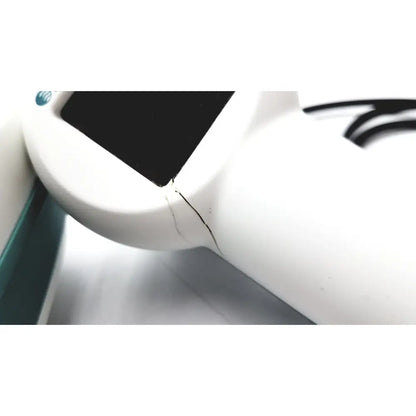 White plastic Verathon BVI 9400 bladder scanner with black screen and crack along curved edge for reuse medical use