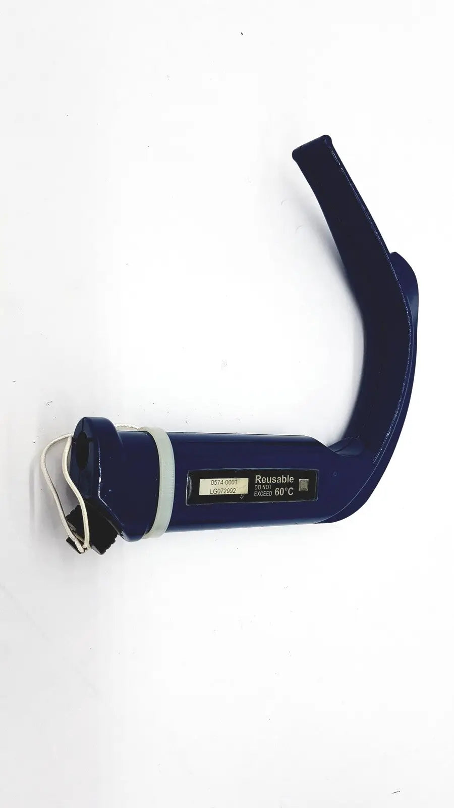 Blue reusable camera blade with curved handle and metallic tip for verathon glidescope 0574-0001 reusable camera