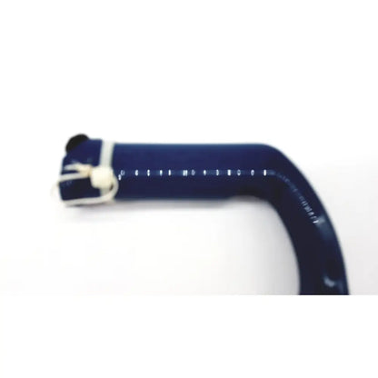 Dark blue silicone wristband with white stitching and black button for verathon glidescope reusable camera blade