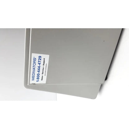 Gray plastic medivators veriscan lt automated endoscope leak tester box with white label and blue text