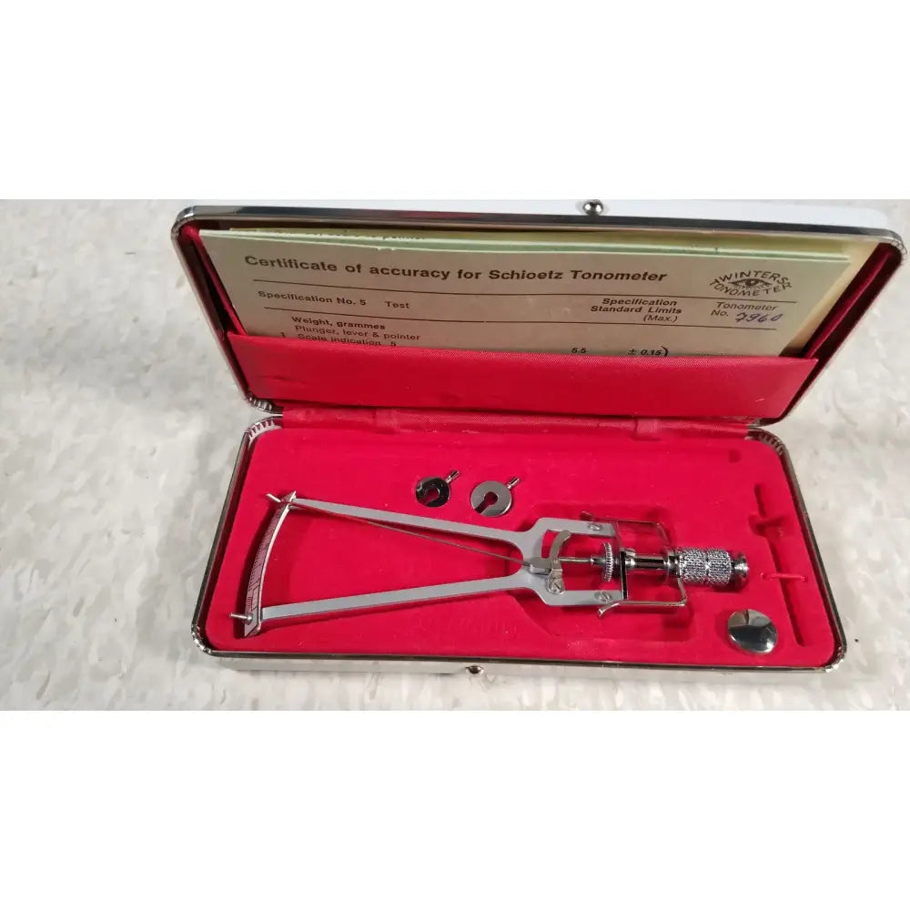 Winters Tonometer Vintage Winters Schioetz Tonometer Improved Optometry With Case & Papers Tonometer, second-hand product photo 10